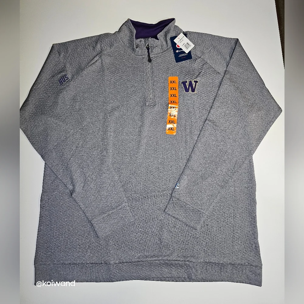 NWT Champion Men's Washington Huskies 1/4 Zip Sweatshirt With Logo Size XXL